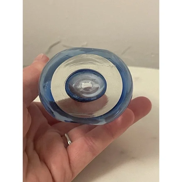 Vintage Perry Coyle Etched Glass Ice‎ Blue Floral Vase Signed - Picture 13 of 13